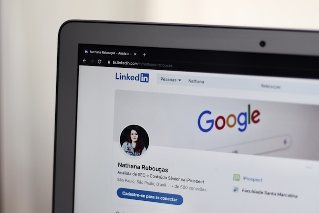 LinkedIn profile on screen